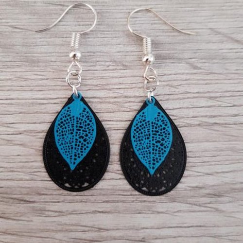 Boucles d'oreille mini noirs et bleu