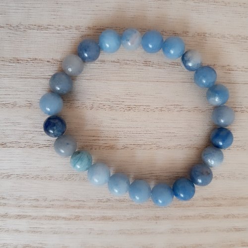 Bracelet perles naturelles aventurine bleu