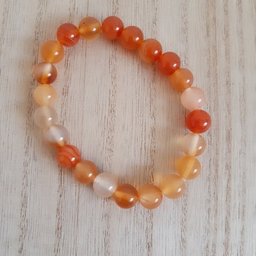 Bracelet perles naturelles cornaline orange