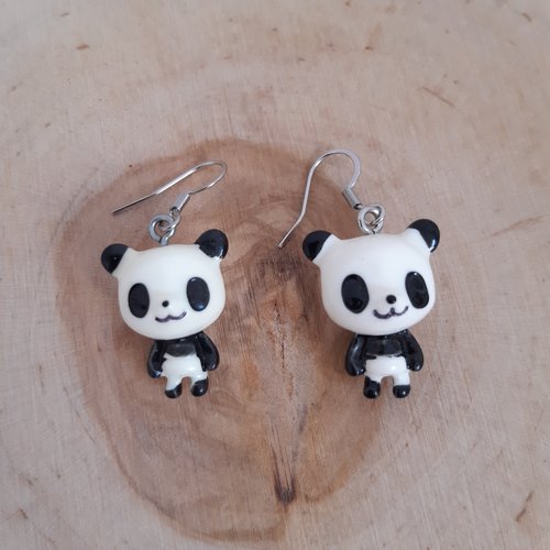 Boucles d'oreilles panda debout