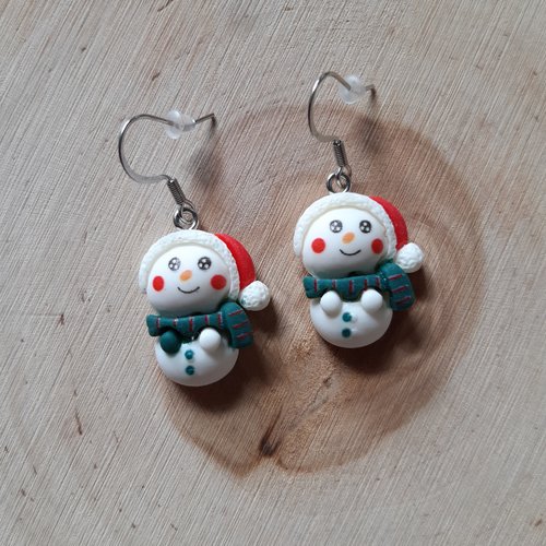 Boucle d'oreille bonhomme de neige