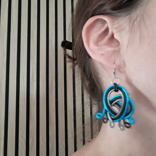Boucles d'oreilles turquoises et marrons