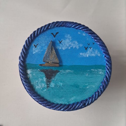 Boîte ronde thème marin - modèle 2