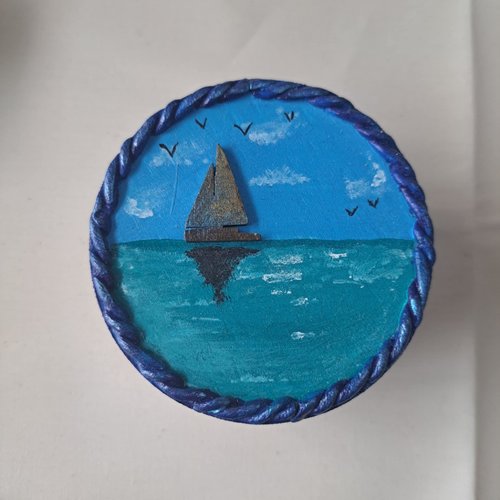 Boîte ronde thème marin - modèle 4