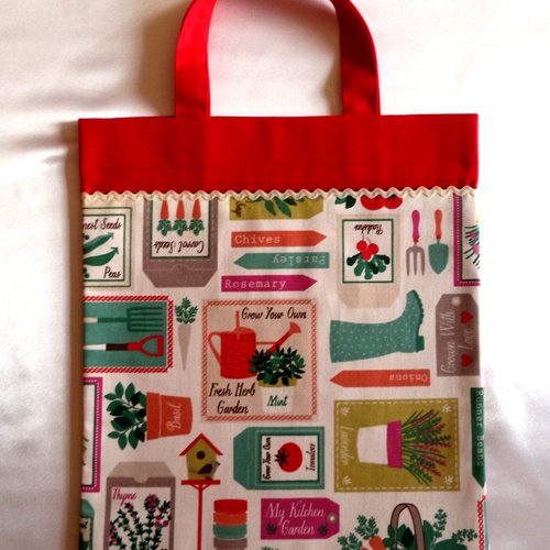 Sac pour enfants " le jardinage", sac de bibliothèque, sac- multifonctions , sac à doudous , fait-mains.