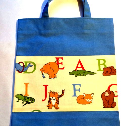 Tot-bag, sac de bibliothèque pour enfant, sac multifonctions, sac à doudous " les lettres de l'alphabet"