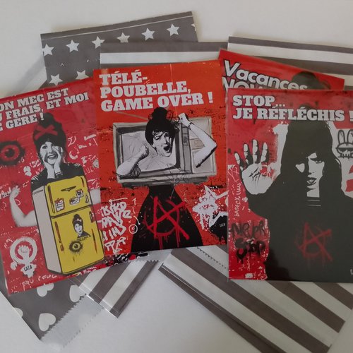 Lot de 3 magnets format carte postale – créations artistiques & décalées