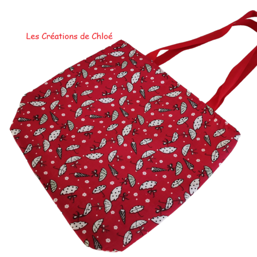 Petit sac rouge rayure et motifs parapluies