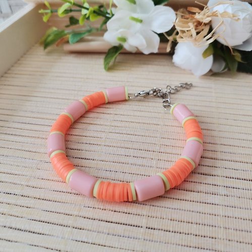 Bracelet perles heishi orange