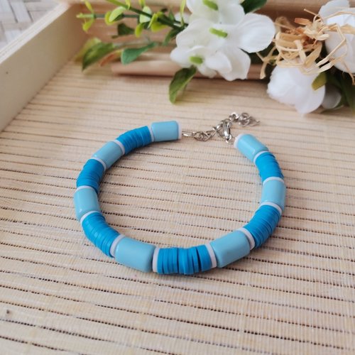 Bracelet perles heishi bleue