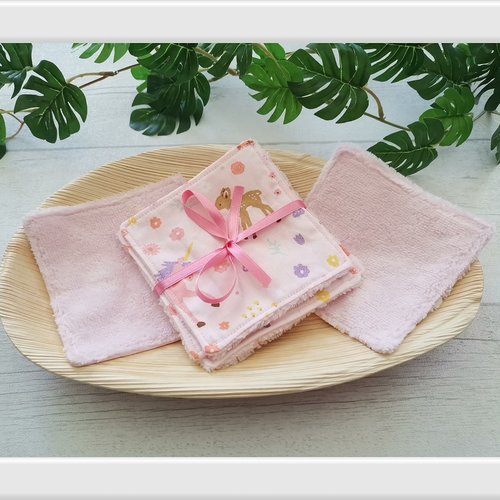 Lot de 6 lingettes bébé coton et éponge bambou