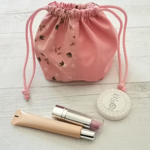 Pochon / sac en patchwork origami rose