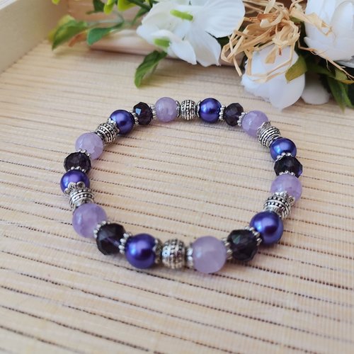 Bracelet perles en verre violet