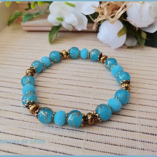 Bracelet perles en verre et à facette