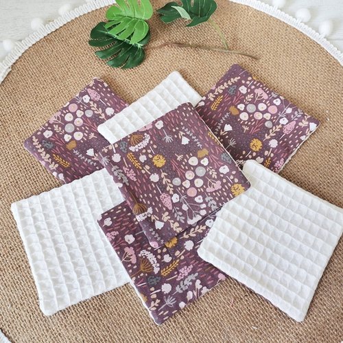 Lot de 10 lingettes démaquillantes coton et nid d'abeilles