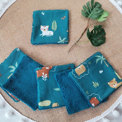 6 lingettes bébé coton et éponge bambou