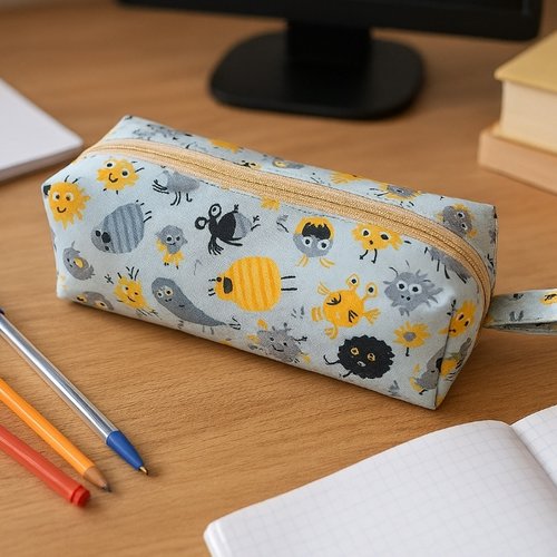 Trousse enfant double entoilage motifs insectes
