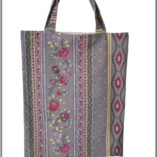 Tote bag doublé gris et rose
