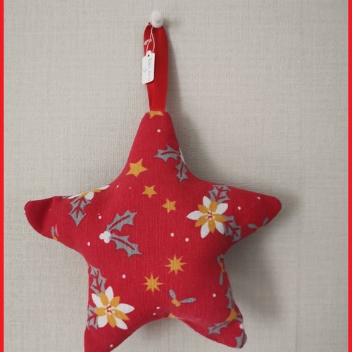 Etoile de noël à suspendre en tissu coton