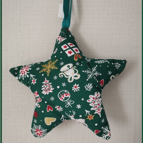 Etoile de noël à suspendre en tissu coton