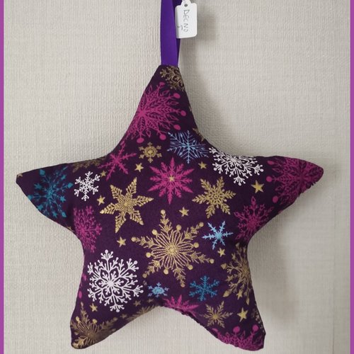 Etoile de noël à suspendre en tissu coton