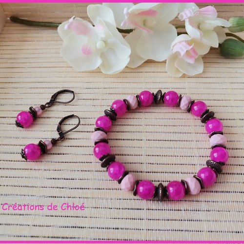 Parure bracelet et boucles d'oreilles assorties