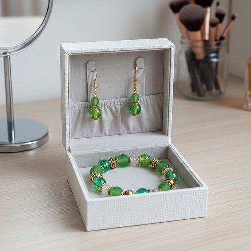 Parure bracelet et boucles d'oreilles assorties