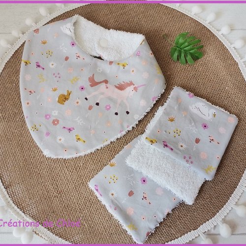 Ensemble naissance bavoir et 10 lingettes
