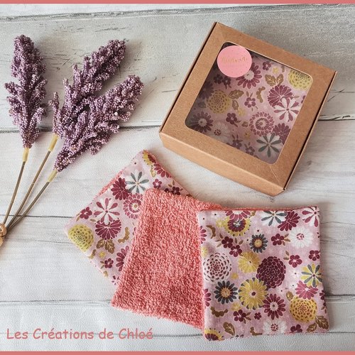 Boite de 6 lingettes démaquillantes coton imprimé et éponge