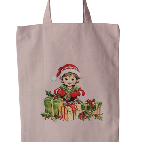 Sac tote bag de noël rose et motif garçon