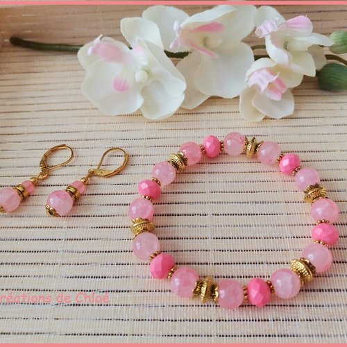 Parure bracelet et boucles d'oreilles assorties