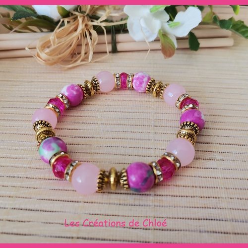 Bracelet perles jade et rondelle strass