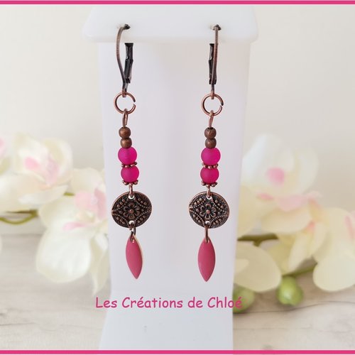 Boucles d'oreilles pendentif émail goutte