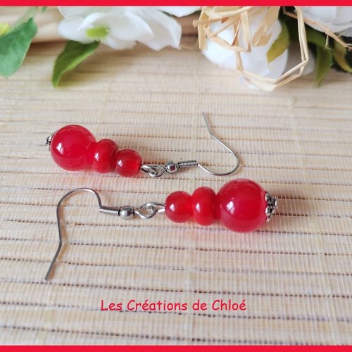 Boucles d'oreilles acier inoxydable et perles en verre