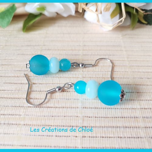 Boucles d'oreilles acier inoxydable et perles en verre