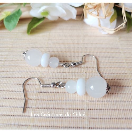 Boucles d'oreilles acier inoxydable et perles en verre