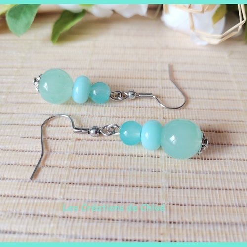 Boucles d'oreilles acier inoxydable et perles en verre