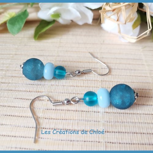 Boucles d'oreilles acier inoxydable et perles en verre