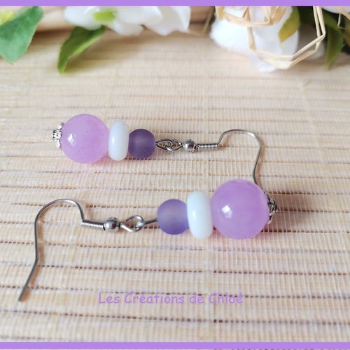 Boucles d'oreilles acier inoxydable et perles en verre