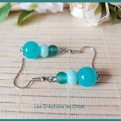 Boucles d'oreilles acier inoxydable et perles en verre