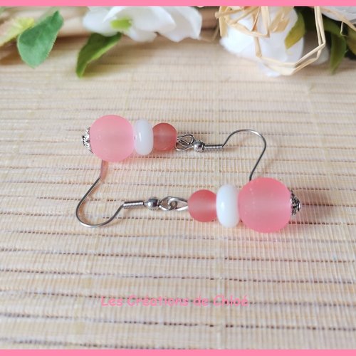 Boucles d'oreilles acier inoxydable et perles en verre