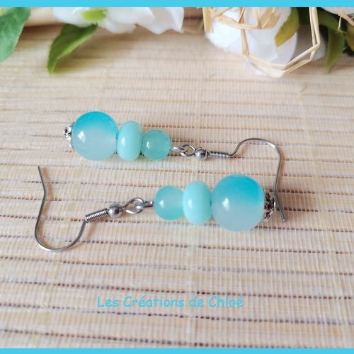 Boucles d'oreilles acier inoxydable et perles en verre