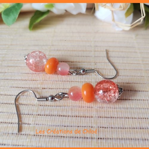 Boucles d'oreilles acier inoxydable et perles en verre