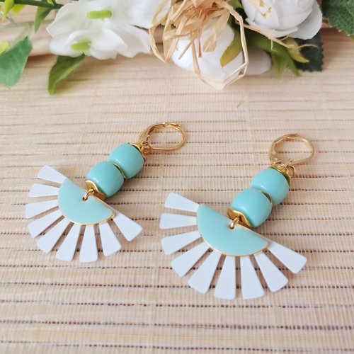 Boucles d'oreilles acier inoxydable doré et pendentif