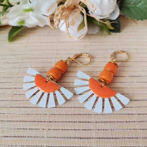 Boucles d'oreilles acier inoxydable doré et pendentif