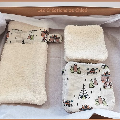 Coffret naissance/box naissance tissu coton et éponge