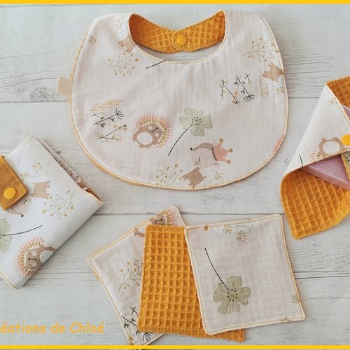 Ensemble naissance coton et nid d'abeilles moutarde
