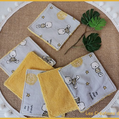 Lingettes bébé coton et éponge bambou x 6