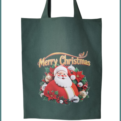 Sac tote bag de noël vert et motif père noël