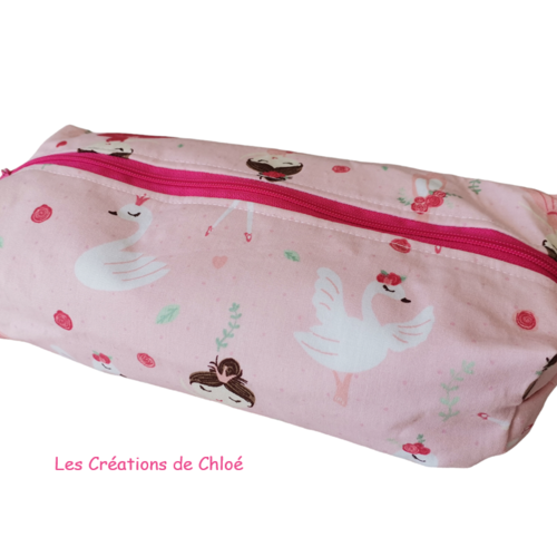 Trousse d'école fille motif danseuses et cygnes